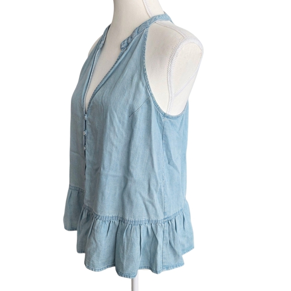LoveStitch Denim Peplum Sleeveless Tank Top Size Medium - Picture 3 of 7